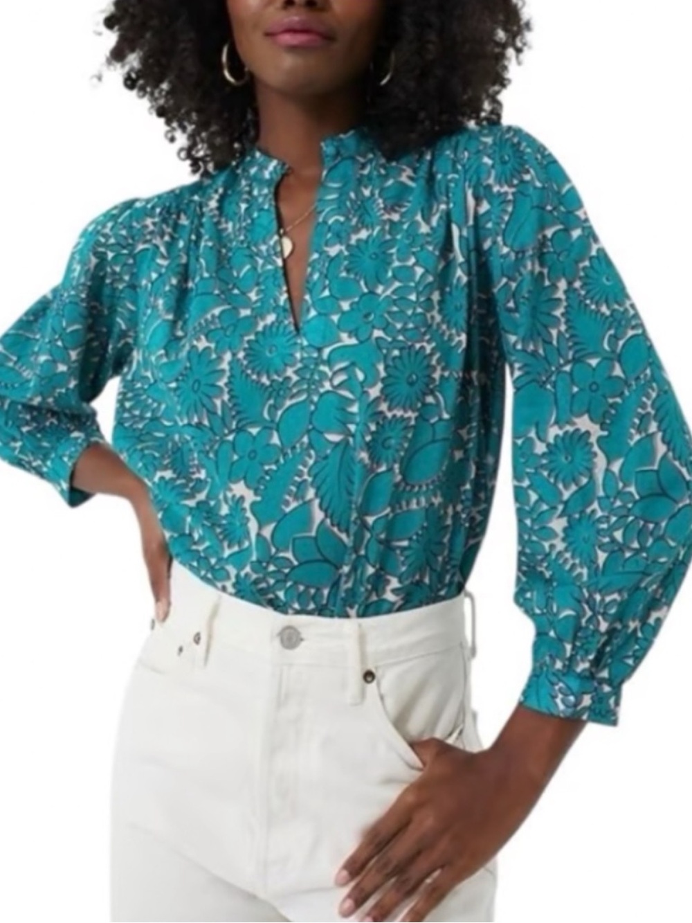 Trovata Birds of Paradis Bailey Floral Ruffle Blouse NEW Medium MSRP $298
